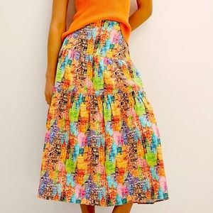 NWT Anthro Eva Franco Villa Tiered Maxi Skirt Vibrant Multicolored